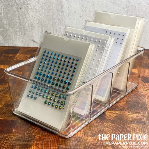 This is a storage hack to keep your Stampin' Up! embellishments protected and in reach for your next project.